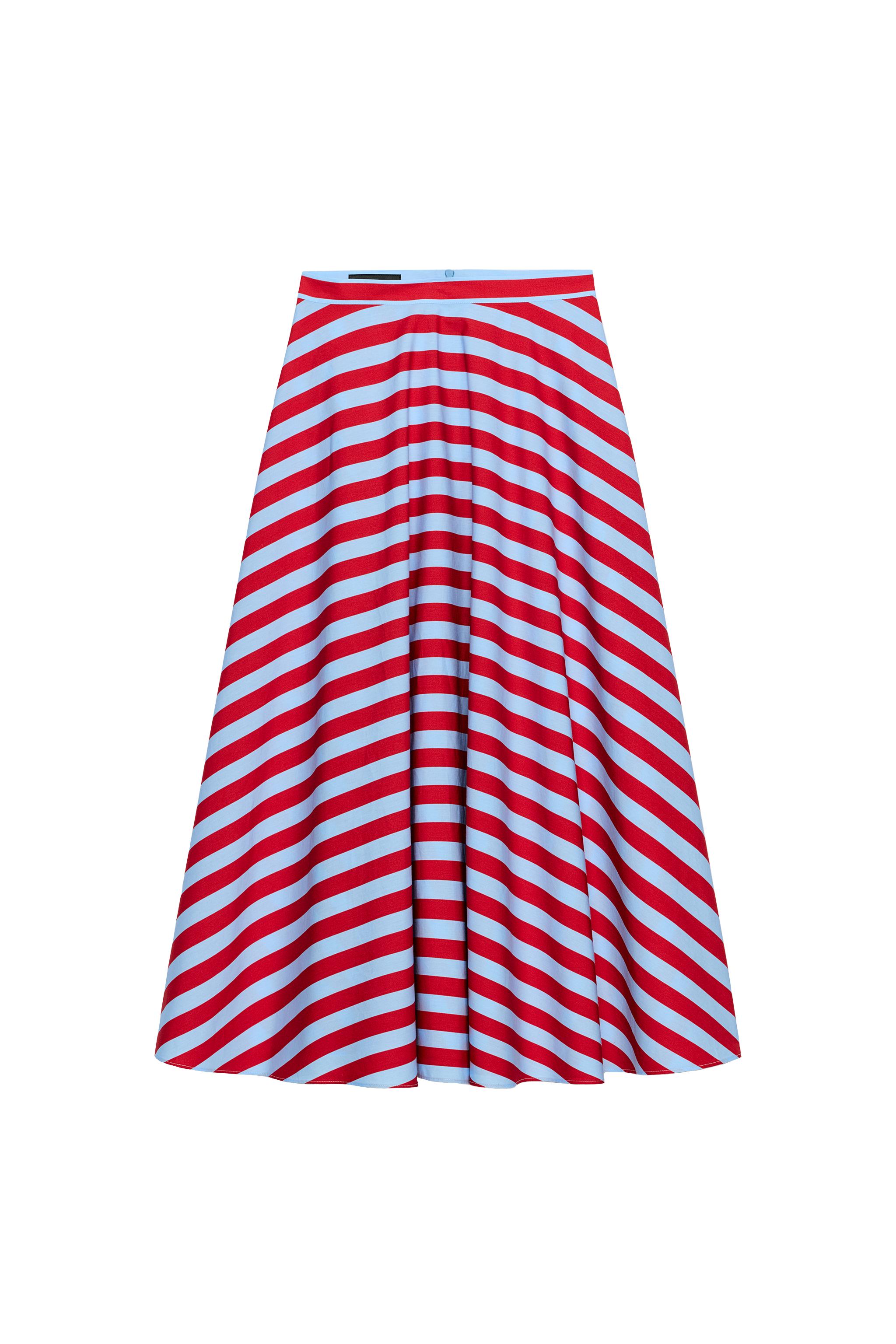 STRIPED CAPE MIDI SKIRT